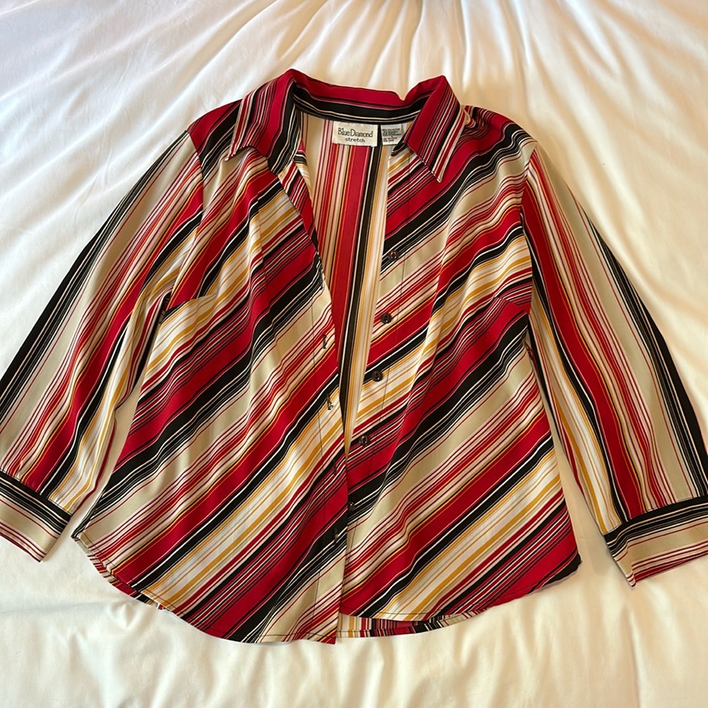 VINTAGE STRIPED BUTTON UP BLOUSE